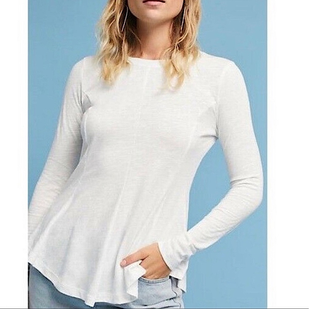 NWOT Anthropologie Eri + Ali White Long Sleeve Top